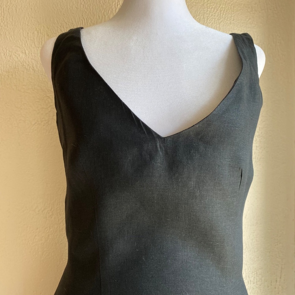 Vintage late 80's Donna Karan black label, black linen dress NEVER WORN Sz 8 - Picture 4 of 15